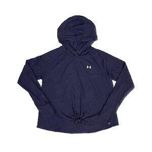 under armour | women breathable navy long sleeve workout athletic front tie top